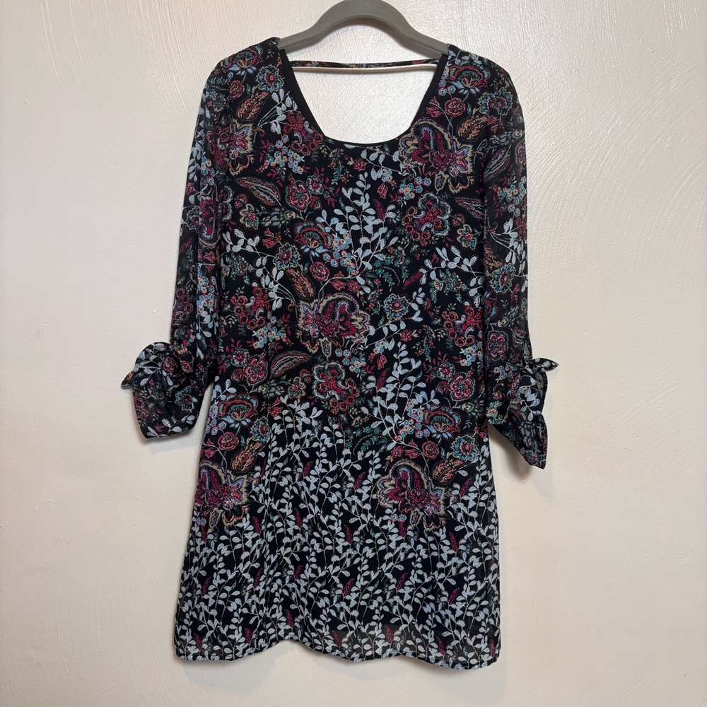 Speechless Women’s Dress Shift Floral Lined Black Pink Blue Size Medium